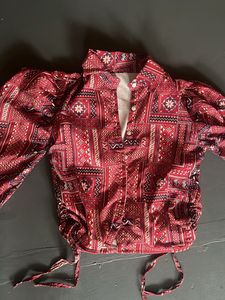 Boho Print Cropped Blouse
