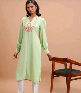 VISHUDH Mint Green Embroidered Kurta