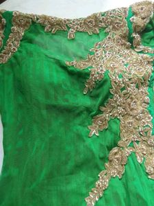 Exquisite Green party dress with Gold Embellishmen