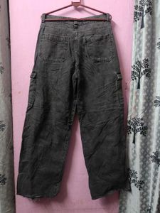 H&amp;M dark Wash Wide Leg Cargo Jeans