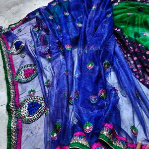 Elegant Navy Blue Saree with Pink Motifs