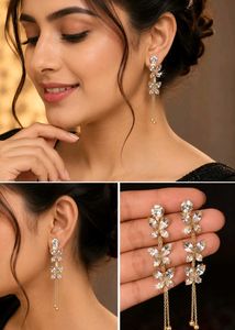Elegant Drop Earrings with Crystal Accents
