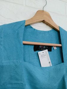Chic Blue Square Neck Top