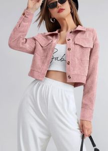 Pink Corduroy Cropped Jacket