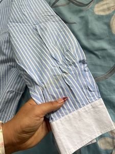 Summery Blue &amp; White Striped Button-Up Shirt