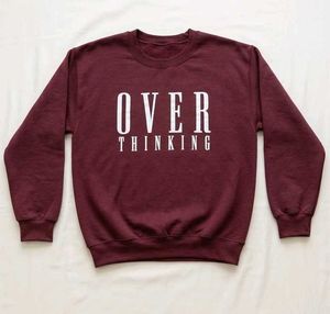 brown "Overthinking" Graphic Sweatshirt hoodie