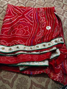 Red Bandhani Saree