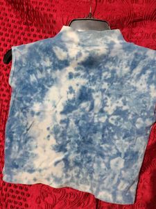 Blue Tie-Dye Cropped Half-Zip Top