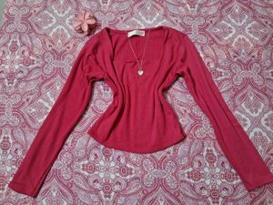 ZaraChic rose Long Sleeve Square Neck Top🎀🌷