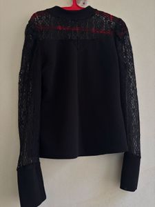 Black Lace Sleeve Top
