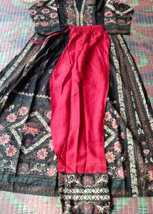 Black Floral Print Kurta Set