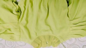 Lime Green Puffed Sleeve Peplum Top