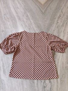 Chic Polka Dot Puff Sleeve Top