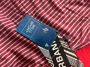 Wills Maroon Striped Long Sleeve Dress