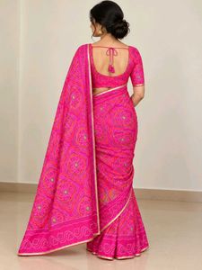 Vibrant Pink Bandhani Saree