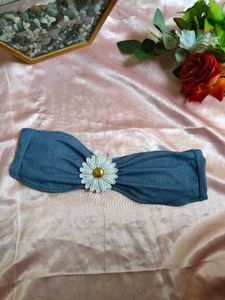 Denim Blue Daisy Bandeau Top