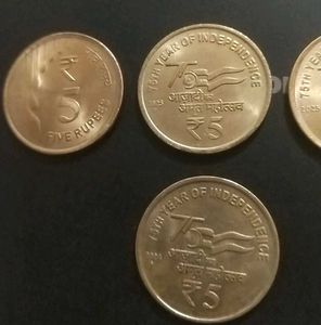 ₹5 Coin 2025 (4set) – 75 Years of Independence🇮🇳