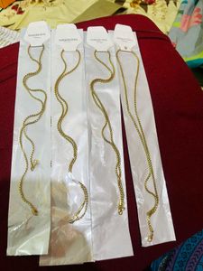 Gold Stainless Steel Box Chain Necklace New With T