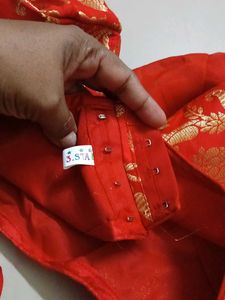 Red &amp; Gold Brocade Blouse