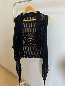 Black Crochet Sleeveless Shrug