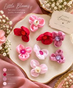 Floral Fabric Flower Earrings