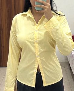 Yellow Striped Button-Up Shirt