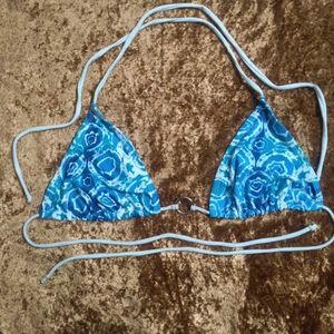 Blue Tie-Dye Bikini Top
