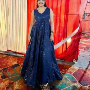 Elegant Blue Sequin Gown