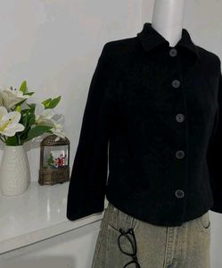Classic Black Button-Down pea coat