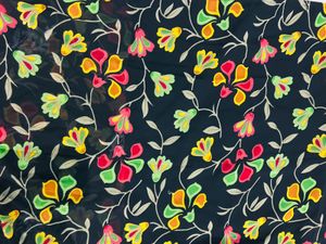 Chikonkari work Black Floral Kurta