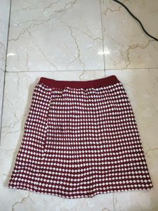 knitted red and white skirt