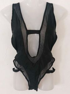Black Sheer Panel Bodysuit