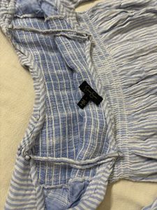 Blue Striped Off-Shoulder Smocked Top