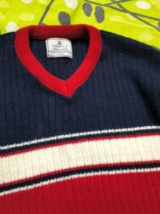 V-Neck Striped Knit Sweater