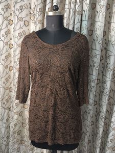 Elegant Brown Lace Top
