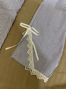 Cozy Striped Pajama Pants with Lace