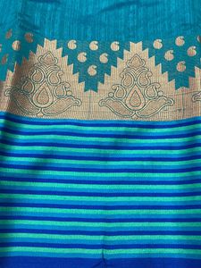 New Peacock Blue Saree For Grabs