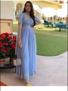 Light Blue Embroidered Gown