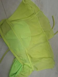 Sheer Green Tie-Front Top