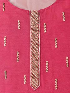 Organza Fuchsia Pink Embellished Suit