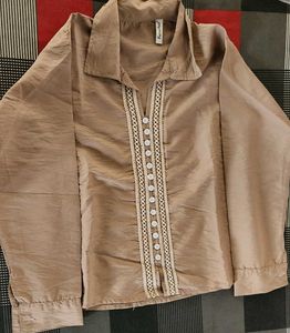 Classic Button-Down Shirt with Lace Detail