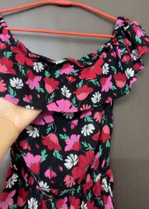 Floral Print Off Shoulder Dress