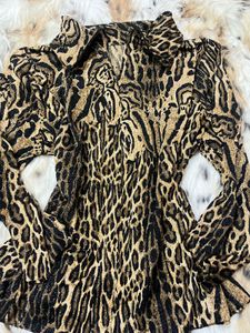 RARE Y2K Vintage Animal Print Mock Neck Top