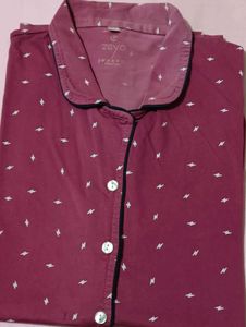 Comfy Burgundy  Print Night Suit