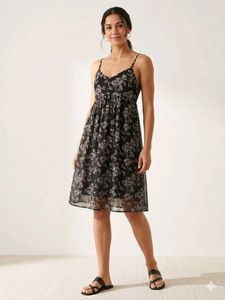 Black Floral Midi Dress