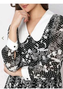 Chic Black &amp; White Floral Print Dress