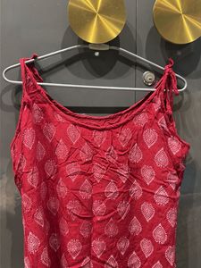 Boho Red Paisley Print Tank Top/Kurti