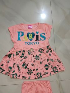 Cute Peach Baby Dress with Bloomers