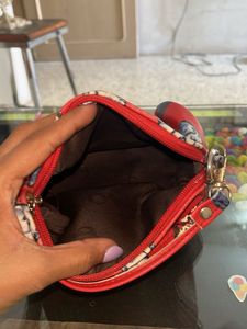vintage Coin Print Red handbag