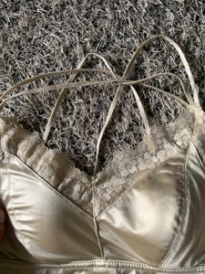 Lace Trim Satin Bralette